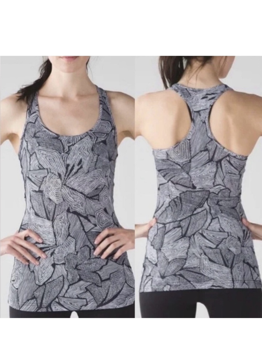 lululemon athletica Grey Floral-Print Racerback Tank